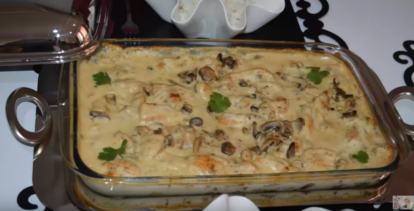 دجاج بالفطر و الكريمة