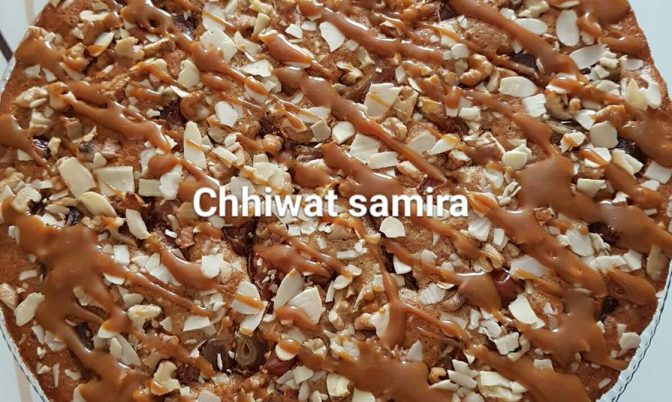كيك صحية  التمر و الجوز بدقيق القمح الكامل
