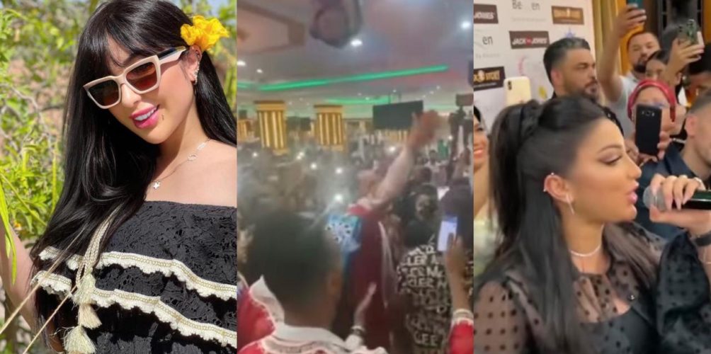 غير مبالين بكورونا.. تجمهر عشرات المعجبين حول دنيا بطمة في طنجة (فيديو)