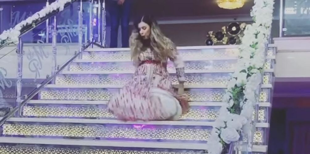 هاجر عدنان بعد سقوطها من سلالم إحدى قاعات الأفراح: &laquo;&nbsp;هانية واللله حتى هانية (فيديو)