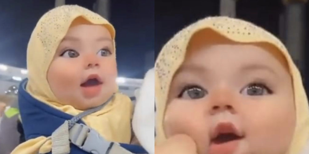 بجمالها.. أصغر معتمرة في بيت الله الحرام تخطف الأنظار (صور)