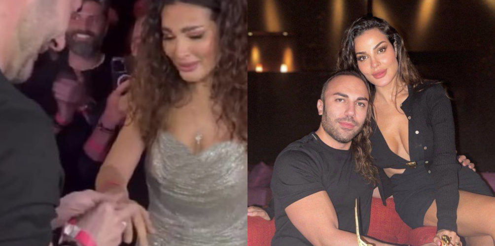 على طريقة الأفلام.. حبيب نادين نجيم يفاجئها بطلب الزواج منها خلال حفل عيد ميلادها (صور)