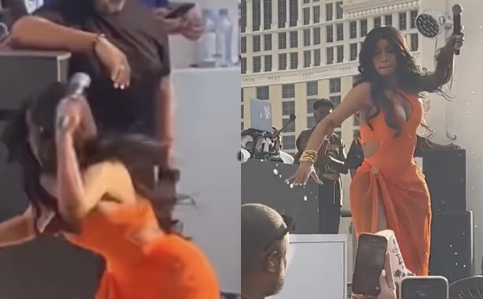 رمت عليها مشروبا.. كاردي بي تضرب فتاة بالميكروفون وتثير الجدل (فيديو)