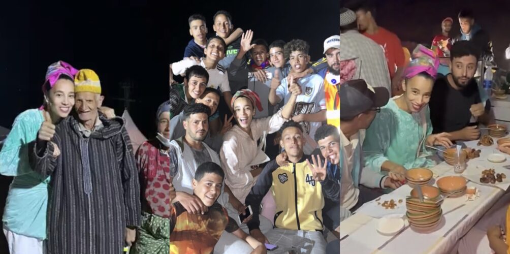دارت ليهم الشوا والحريرة والدجاج محمر.. « ميمي » تزرع الفرحة في قلوب ضحايا الزلزال (صور)